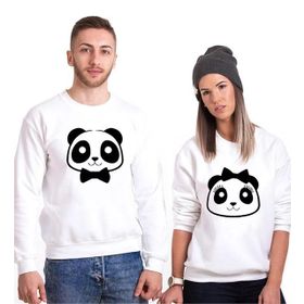 Tshirthane Panda Kurdele Papyon 2'li Sevgili Sweatshirt