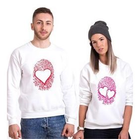 Tshirthane Parmak İzi Kalp 2'li Sevgili Sweatshirt