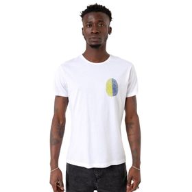 Tshirthane Parmak İzi Sarı Lacivert Beyaz Bisiklet Yaka Erkek T-shirt