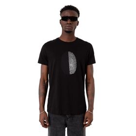Tshirthane Parmak İzi Siyah Beyaz Siyah Erkek T-shirt