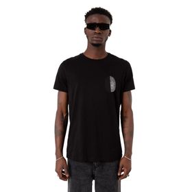 Tshirthane Parmak İzi Siyah Beyaz Siyah Erkek T-shirt