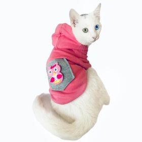 Tshirthane Pembe Baykuş Sweatshirt Kedi Süeteri Kedi Kıyafeti