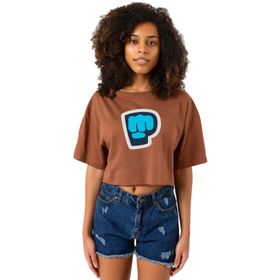 Tshirthane PiewDiePie Active Kahverengi Kadın Crop