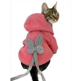 Tshirthane Pinky Rabbit Sweatshirt Kapşonlu Kedi Kıyafeti Kedi Sweatshirt