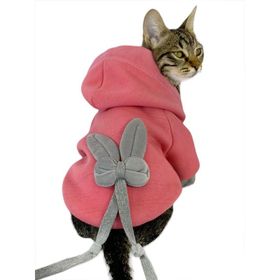 Tshirthane Pinky Rabbit Sweatshirt Kapşonlu Kedi Kıyafeti Kedi Sweatshirt