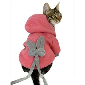 Tshirthane Pinky Rabbit Sweatshirt Kapşonlu Kedi Kıyafeti Kedi Sweatshirt