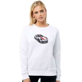 Tshirthane Porsche 911 R Baskılı Beyaz Kadın Sweatshirt