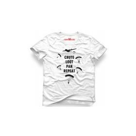 Tshirthane Pubg The Drop Chute Loot Pan Repeat Beyaz Erkek T-shirt