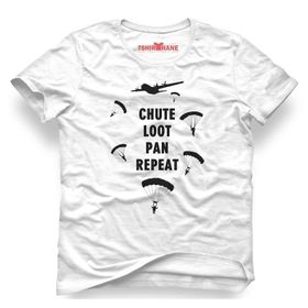 Tshirthane Pubg The Drop Chute Loot Pan Repeat Beyaz Erkek T-shirt