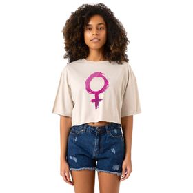 Tshirthane Purple Venus Symbol Bej Kadın Crop