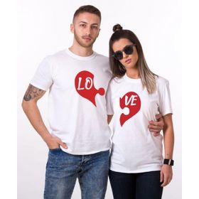 Tshirthane Puzzle Kalp Lo Ve 2'li Sevgili T-shirt