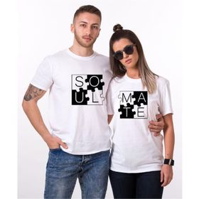 Tshirthane Puzzle Soul Mate 2'li Sevgili T-shirt