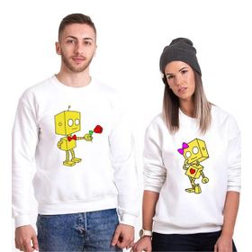 Tshirthane Romantik Robot 2'li Sevgili Sweatshirt
