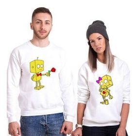 Tshirthane Romantik Robot 2'li Sevgili Sweatshirt