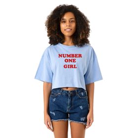 Tshirthane Rose Number One Girl Bebe Mavi Kadın Crop