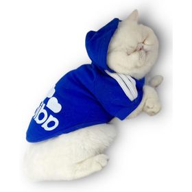 Tshirthane Saks Mavi Adidog Kapşonlu Duo Kedi Sweatshirt