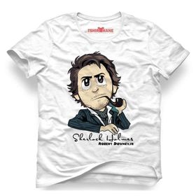 Tshirthane Sherlock Holmes Robert Downey Jr Beyaz Erkek T-shirt