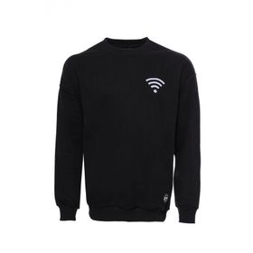 Tshirthane Siyah Bisiklet Yaka Baskı Detaylı Sweatshirt
