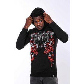 Tshirthane Siyah Kapşonlu Baskılı Sweatshirt