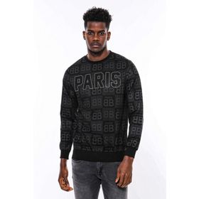 Tshirthane Siyah Taşlı Desenli Sweatshirt