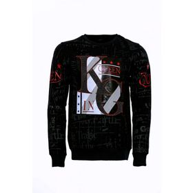 Tshirthane Siyah Taşlı ve Desenli Sweatshirt