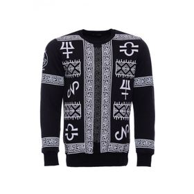 Tshirthane Siyah Üzerine Baskı Detaylı Bisiklet Yaka Sweatshirt