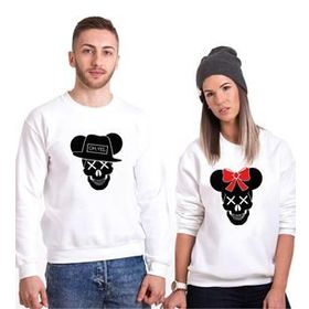 Tshirthane Skull Mause 2'li Sevgili Sweatshirt