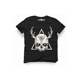 Tshirthane Skull Triangle Geyik Siyah Erkek Tshirt