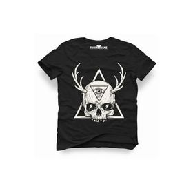 Tshirthane Skull Triangle Geyik Siyah Erkek Tshirt