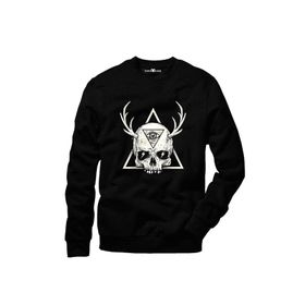 Tshirthane Skull Triangle Geyik Siyah Erkek Tshirt