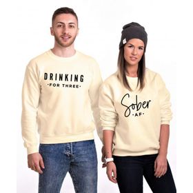 Tshirthane Sober Drinking 2'li Sevgili Sweatshirt