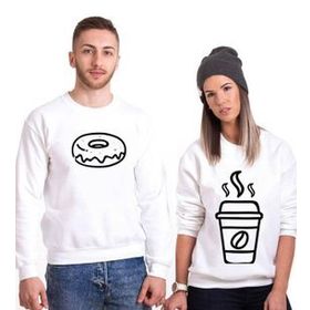 Tshirthane Tatlı Kahve 2'li Sevgili Sweatshirt