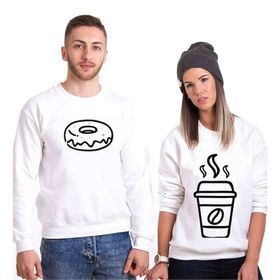 Tshirthane Tatlı Kahve 2'li Sevgili Sweatshirt