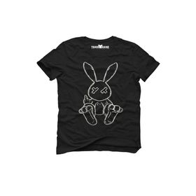 Tshirthane Tavşan Rabbit Siyah Baskılı Erkek T-shirt