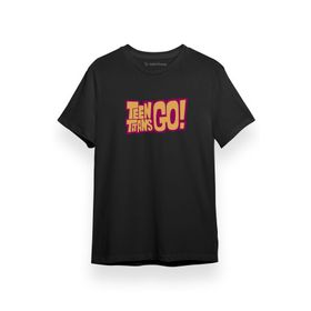 Tshirthane Teen Titans Go Yazı Siyah Kısa Kol Erkek T-shirt