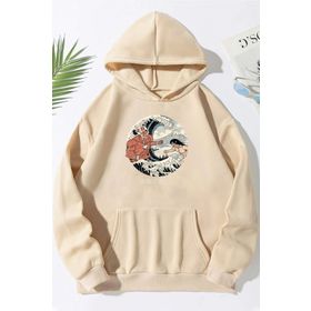 Tshirthane Tshirthane Unisex Kanagawa Oki Nami Ura Baskılı Sweatshirt