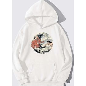 Tshirthane Tshirthane Unisex Kanagawa Oki Nami Ura Baskılı Sweatshirt