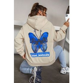 Tshirthane Unisex Butterfly Baskılı Sweatshirt