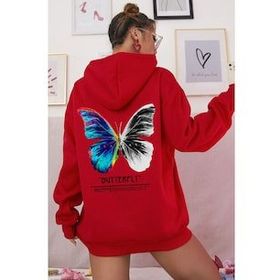 Tshirthane Unisex Butterfly Sırt Baskılı Sweatshirt