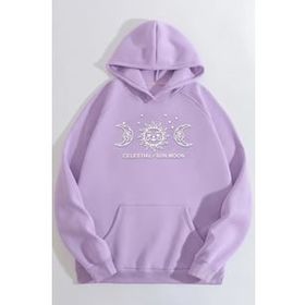 Tshirthane Unisex Celestial Sun Moon Baskılı Sweatshirt