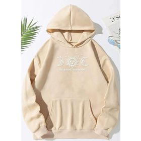 Tshirthane Unisex Celestial Sun Moon Baskılı Sweatshirt