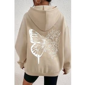 Tshirthane Unisex Drawing Butterflies Sırt Baskılı Sweatshirt