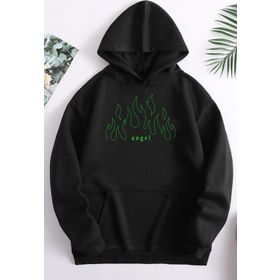 Tshirthane Unisex Green Angel Fire Sweatshirt