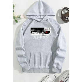 Tshirthane Unisex Ken Kaneki Baskılı Kapüşonlu Sweatshirt
