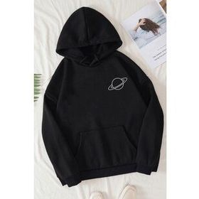 Tshirthane Unisex Saturn Baskılı Sweatshirt