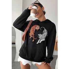 Tshirthane Unisex Tiger Baskılı Sweatshirt