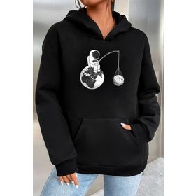 Tshirthane Unisex Uzay Temalı Baskılı Sweatshirt