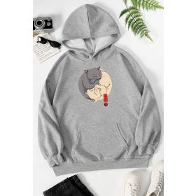 Tshirthane Unisex Yin Yang Cats Baskılı Sweatshirt