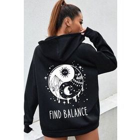 Tshirthane Unisex Yin & Yang Tasarım Sweatshirt