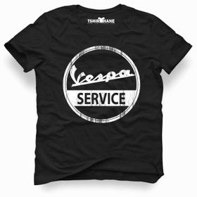 Tshirthane Vespa Service Siyah Erkek T-shirt
